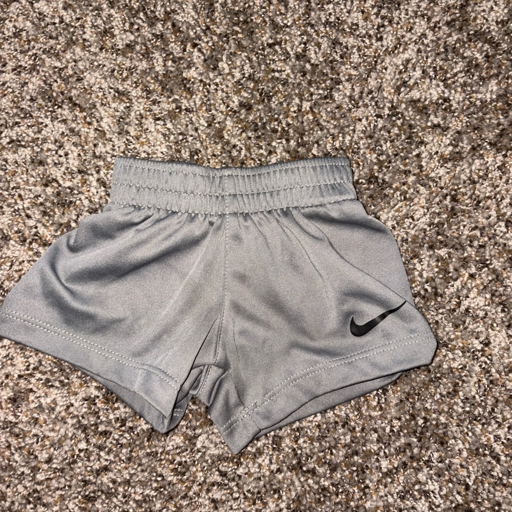 Nike Light Gray Kids' Elastic Waist Athletic Shorts with Swoosh
